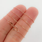 14K Solid Rose Gold Diamond Cut Cable Chain with Extender